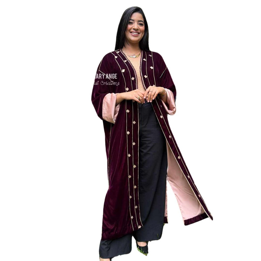 MyTindy ZAY Burgundy Velvet Kimono
