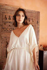MyTindy Ines Cream Belted Kaftan, view 5