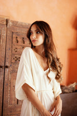 MyTindy Ines Cream Belted Kaftan, view 6