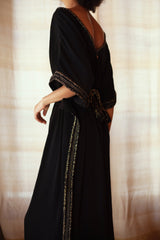 MyTindy Ines Black Belted Kaftan, view 3