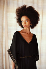 MyTindy Ines Black Belted Kaftan, view 4