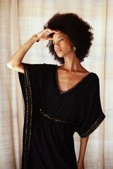 MyTindy Ines Black Belted Kaftan, view 5