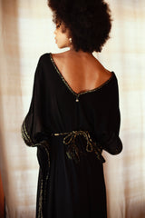 MyTindy Ines Black Belted Kaftan, view 6