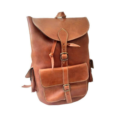 MyTindy Camel Leather Backpack