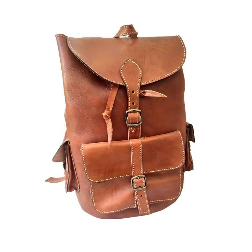 MyTindy Camel Leather Backpack