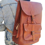 MyTindy Camel Leather Backpack, view 4
