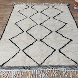 MyTindy Authentic Beni ourain White and Black Rug - 6x7 Ft Wool Berber White & Black Carpet, view 2