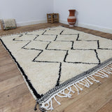 MyTindy Authentic Beni ourain White and Black Rug - 6x7 Ft Wool Berber White & Black Carpet, view 4