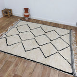 MyTindy Authentic Beni ourain White and Black Rug - 6x7 Ft Wool Berber White & Black Carpet, view 5