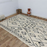 MyTindy Authentic Beni ourain White and Black Rug - 6x11 Ft Wool Berber White & Black Carpet, view 4