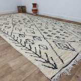MyTindy Authentic Beni ourain White and Black Rug - 6x11 Ft Wool Berber White & Black Carpet, view 5