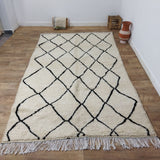 MyTindy Authentic Beni ourain White and Black Rug - 6x10 Ft Wool Berber White & Black Carpet, view 3