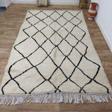 MyTindy Authentic Beni ourain White and Black Rug - 6x10 Ft Wool Berber White & Black Carpet, view 4