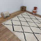 MyTindy Authentic Beni ourain White and Black Rug - 6x10 Ft Wool Berber White & Black Carpet, view 5