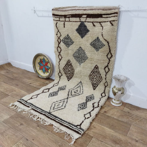 MyTindy Moroccan rug Beni Ouarain rug 2x5 ft Handmade rug Berber rug