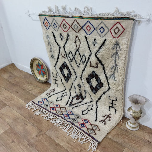 MyTindy Moroccan rug Beni Ouarain rug 3x4 ft Handmade rug Berber rug