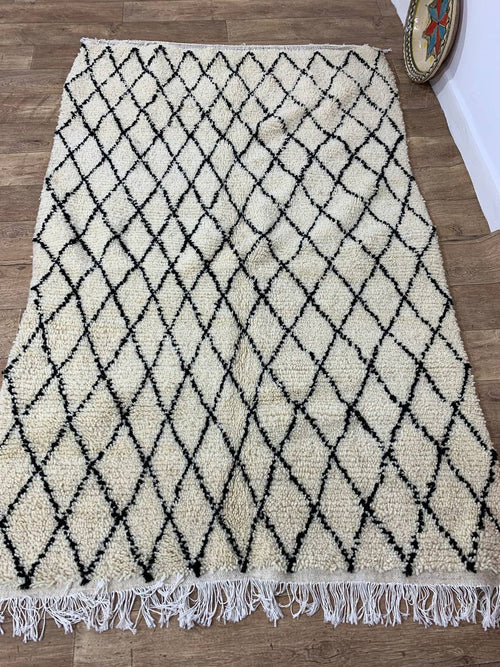 MyTindy Moroccan rug Beni Ouarain rug 4x7 ft Handmade rug Berber rug