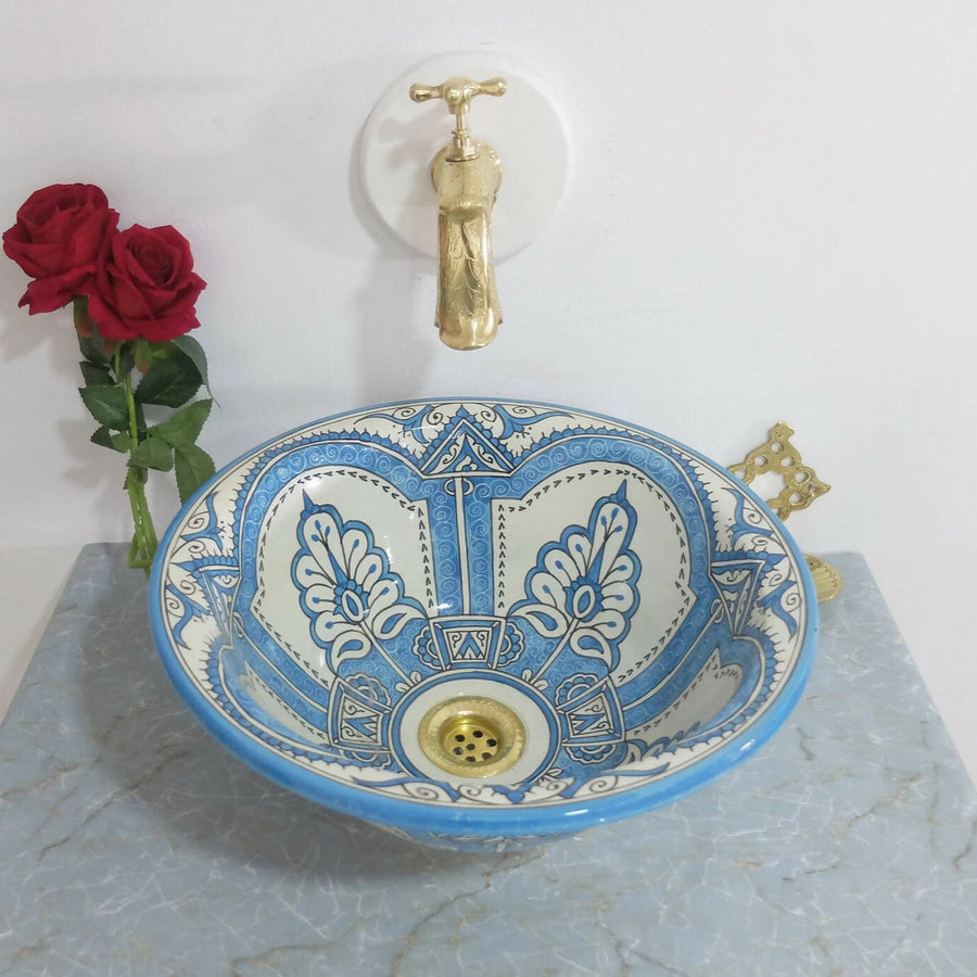 MyTindy Ceramic Moroccan Sink Bowl