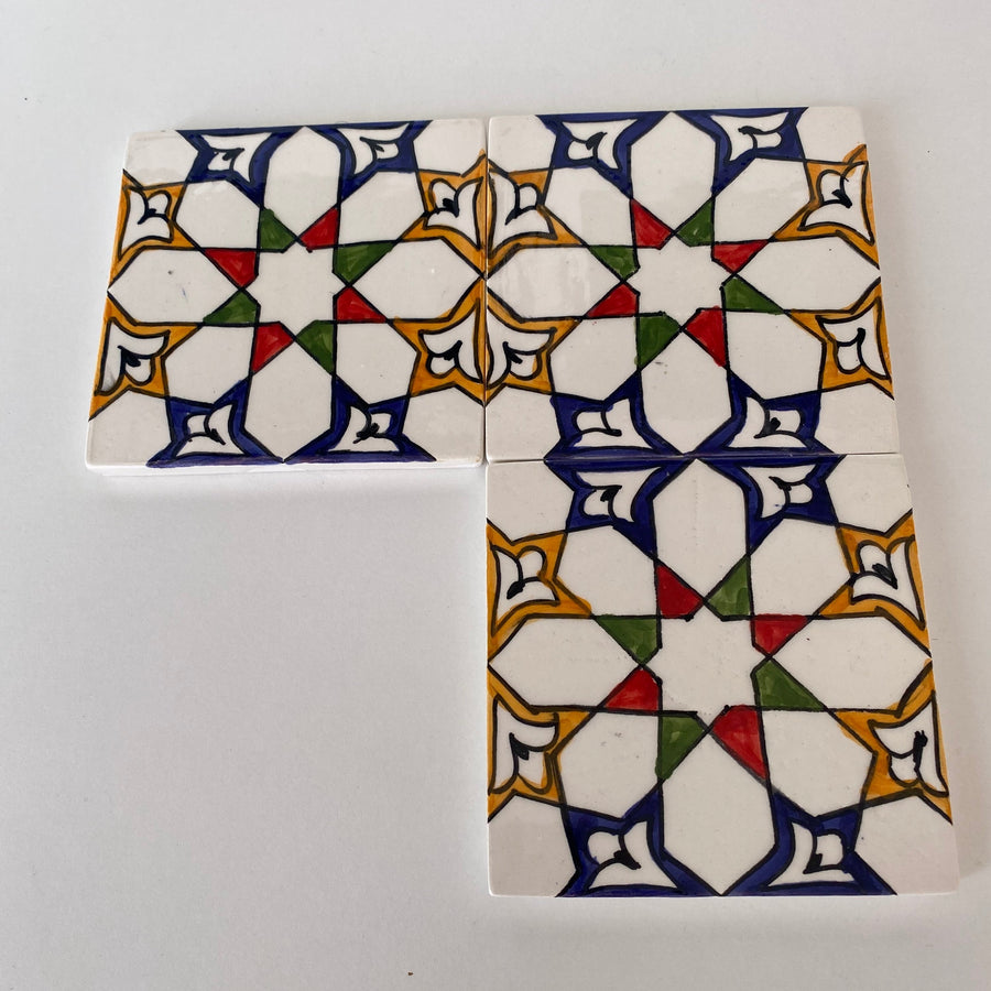 MyTindy Ceramic tiles Hand painted floral tiles 4"x4" 100% Handmade for Bathroom Remodeling and kitchen Projects works wall and ground ,