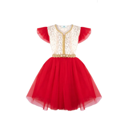 MyTindy Cherry Red Moroccan Kaftan for girls kids