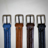 MyTindy Chic blue braided belt for men in genuine leather, view 6