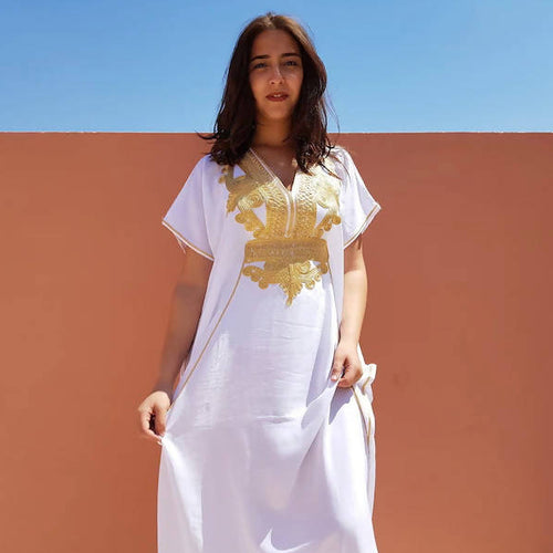 MyTindy Chic White and Gold Gandoura