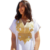 MyTindy Chic White and Gold Gandoura, view 2
