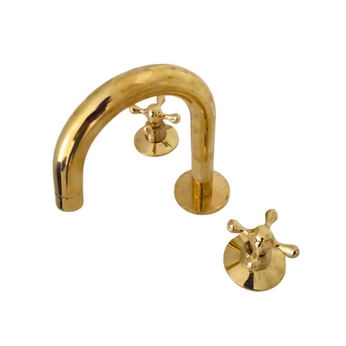 MyTindy Classic Moroccan Brass Three Holes Faucet For Bathroom Vanities