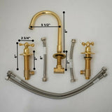 MyTindy Classic Moroccan Brass Three Holes Faucet For Bathroom Vanities, view 3