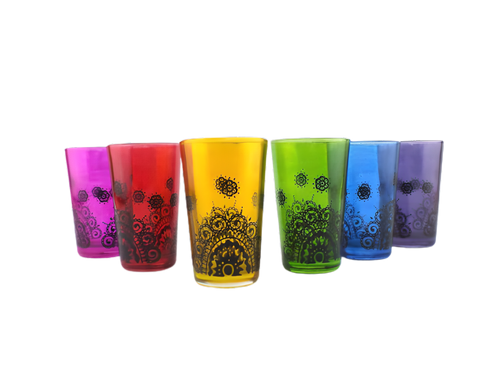 MyTindy Colored Moroccan Tea Glasses Cups , Set Of 6