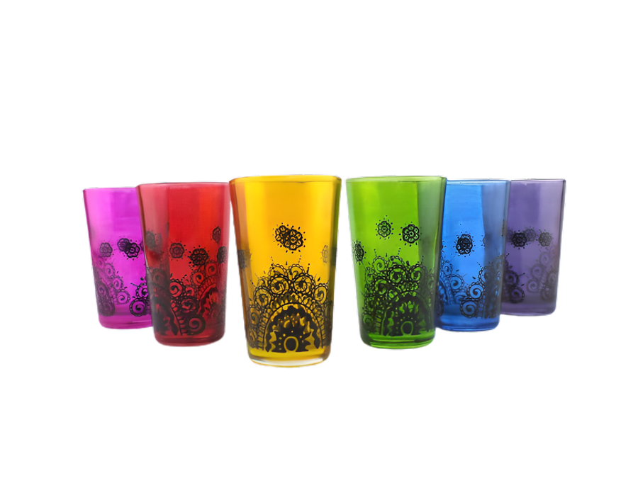 MyTindy Colored Moroccan Tea Glasses Cups , Set Of 6