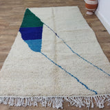 MyTindy Colorful Beni Ourain Rug 4x8 Ft - Green Moroccan Rug 4x8ft - Rugs For Living Room - Moroccan Shag Rug, Berber Rug, Wool Rug, Blue Rug, view 2