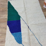 MyTindy Colorful Beni Ourain Rug 4x8 Ft - Green Moroccan Rug 4x8ft - Rugs For Living Room - Moroccan Shag Rug, Berber Rug, Wool Rug, Blue Rug, view 3