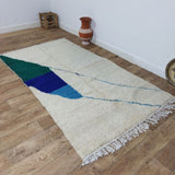 MyTindy Colorful Beni Ourain Rug 4x8 Ft - Green Moroccan Rug 4x8ft - Rugs For Living Room - Moroccan Shag Rug, Berber Rug, Wool Rug, Blue Rug, view 4