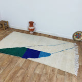 MyTindy Colorful Beni Ourain Rug 4x8 Ft - Green Moroccan Rug 4x8ft - Rugs For Living Room - Moroccan Shag Rug, Berber Rug, Wool Rug, Blue Rug, view 5