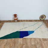 MyTindy Colorful Beni Ourain Rug 4x8 Ft - Green Moroccan Rug 4x8ft - Rugs For Living Room - Moroccan Shag Rug, Berber Rug, Wool Rug, Blue Rug, view 6
