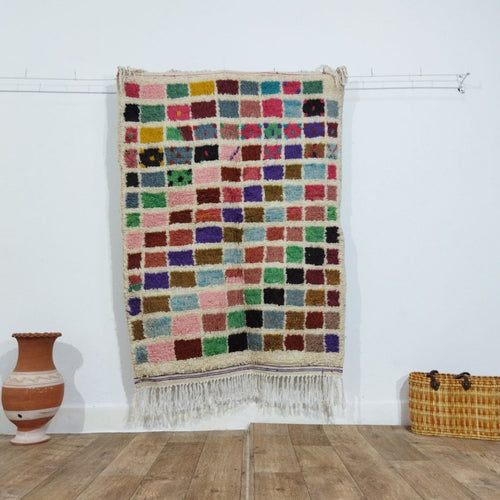 MyTindy Colorful Handmade Rug, Colorful Checkered Rug - Berber style wool rug from Morocco - Modern rug