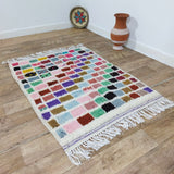 MyTindy Colorful Handmade Rug, Colorful Checkered Rug - Berber style wool rug from Morocco - Modern rug, view 4