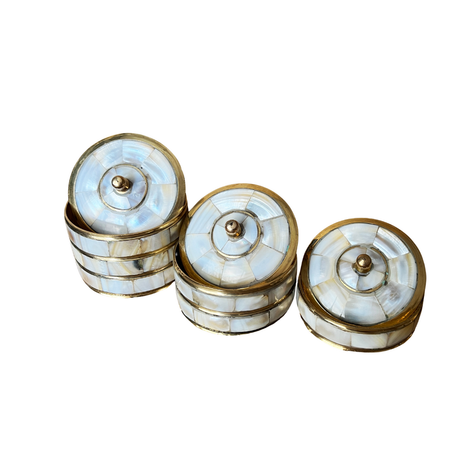 MyTindy Brass Jar Set - White & Gold