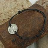 MyTindy Tiznit - Silver Coin Bracelet with Black Cord, view 2