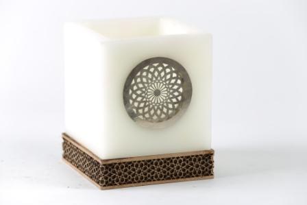MyTindy Cubic tealight holder with wood or copper inlay - CUBIPHORE