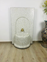 MyTindy Custom Mosaic Fountain white for Outdoor and Indoor, Mid Century Fountain water inside, Moroccan Mosaic Fountain, view 2
