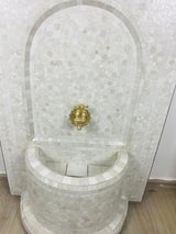 MyTindy Custom Mosaic Fountain white for Outdoor and Indoor, Mid Century Fountain water inside, Moroccan Mosaic Fountain, view 4