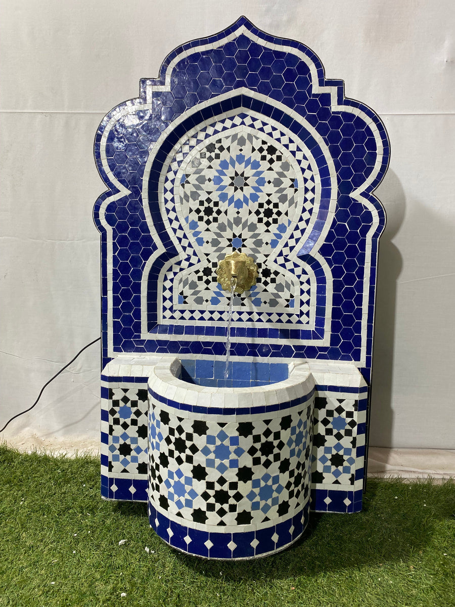 MyTindy CUSTOM Fountain with mosaic tiles, water inside fountain Moroccan mosaic fountain, terrace Indoor Decor.