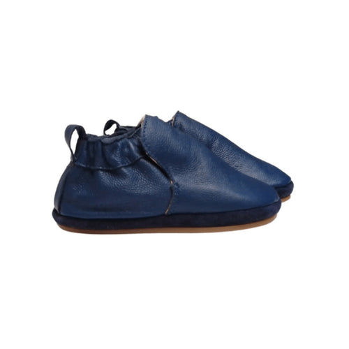 MyTindy Cuteshez Basic Grained Blue Leather Slippers for Kids