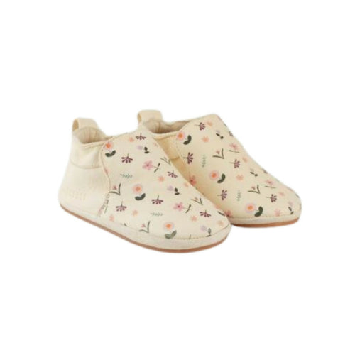 MyTindy Cuteshez White Printed Flower Leather Slippers for Kids
