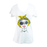MyTindy Dada Hania V Neck T shirt, view 3