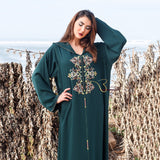 MyTindy Dark Green Djellaba with Pearls, view 2