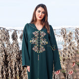 MyTindy Dark Green Djellaba with Pearls, view 4