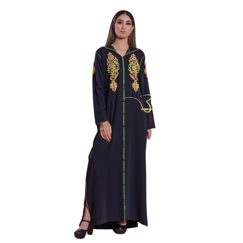 MyTindy Dark Grey Djellaba with Pearls